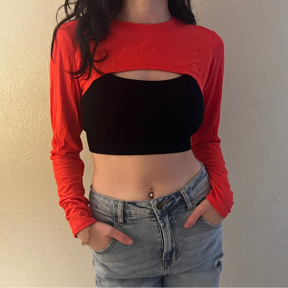 neon orange workout shrug